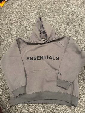 ESSENTIALS Men's Gray Hoodie Sweatshirt size M